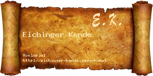 Eichinger Kende névjegykártya